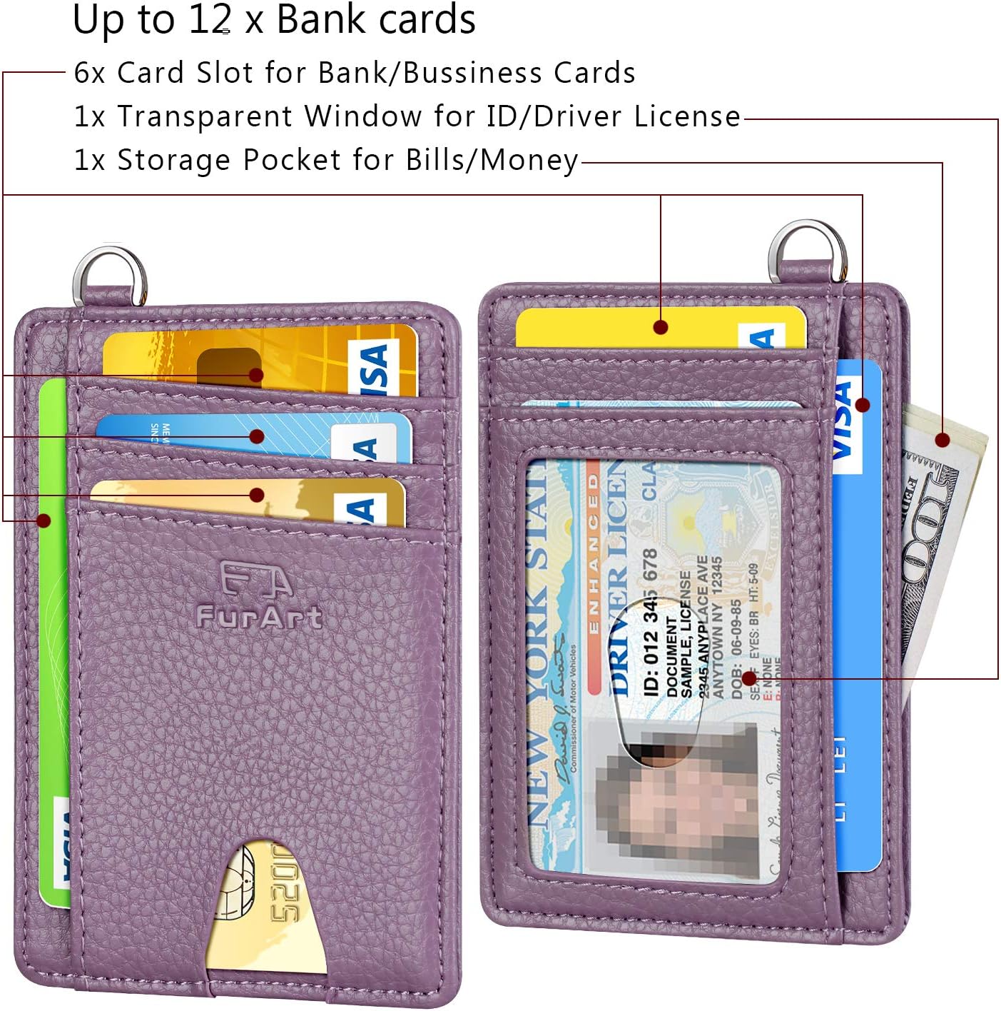 FurArt Slim Minimalist Wallet, Front Pocket Wallets, RFID Blocking, Credit Card Holder for Men & Women