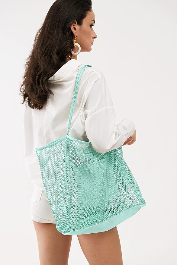 HOXIS Mesh Beach Tote Womens Shoulder Handbag