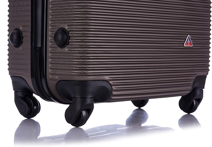 InUSA ROYAL Hardside Spinner Luggage with Ergonomic Handles | Spacious Travel Suitcase with Four Spinner Wheels and Studs | 24 Inch Medium Hardside Spinner Luggage | Brown