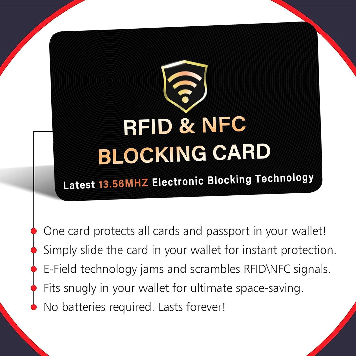 SaiTech IT 3 Pack RFID Blocking Card, One Card Protects Entire Wallet Purse, NFC Contactless Bank Debit Credit Card Protector ID ATM Guard Card Blocker–(Black)