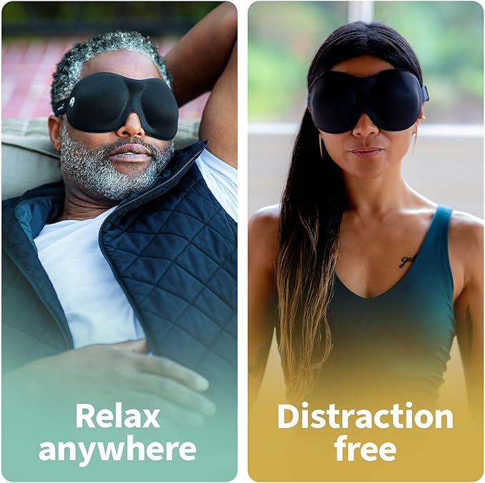 Nidra Contoured Sleep Mask for Men Women – Zero Pressure Fit, Light Blocking Eye Shade for Side Sleeping & Travel – Black, Small Size