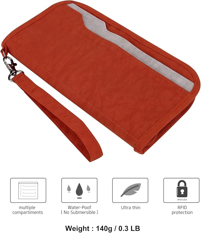 ZOPPEN Passport Holder Family RFID Passport Wallet, Passport Holder Women/Men, Travel Wallet Documents Organizer Zipper Case with Removable Wristlet Strap, Travel Essentials for Flying