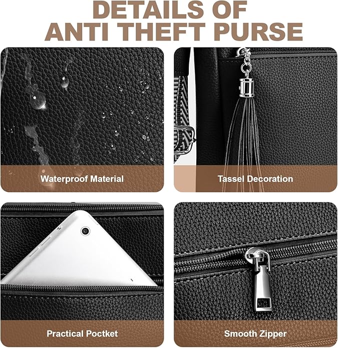 Anti Theft Crossbody Purses for Women RFID Blocking Crossbody Bags, Travel Shoulder Purse with Built-in Wallet