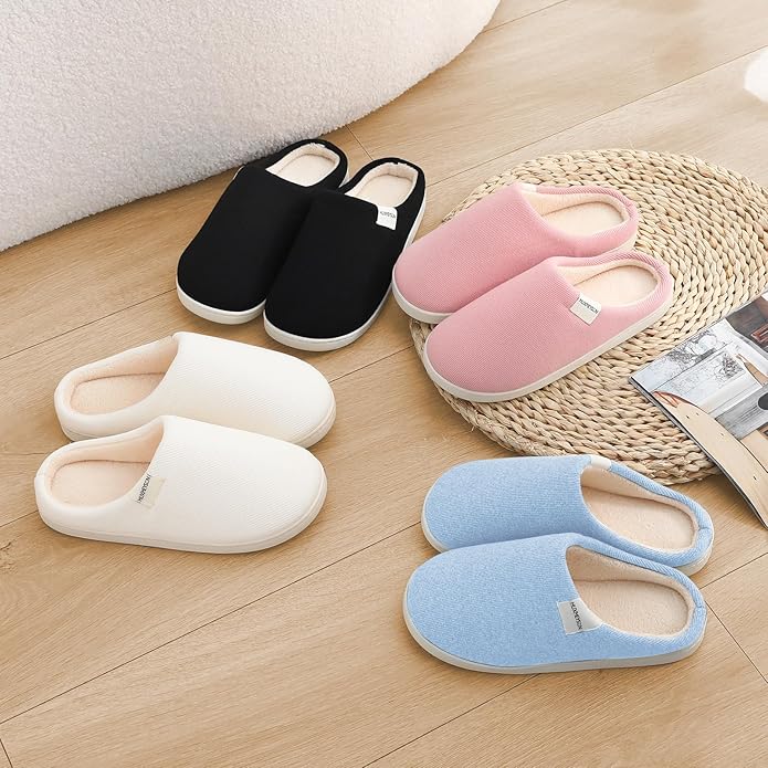 HUXMEYSON Slippers for Women, Womens Slippers Indoor Outdoor with Memory Foam, Cozy & Warm House Slippers for Woman with Anti-Slip Rubber Sole