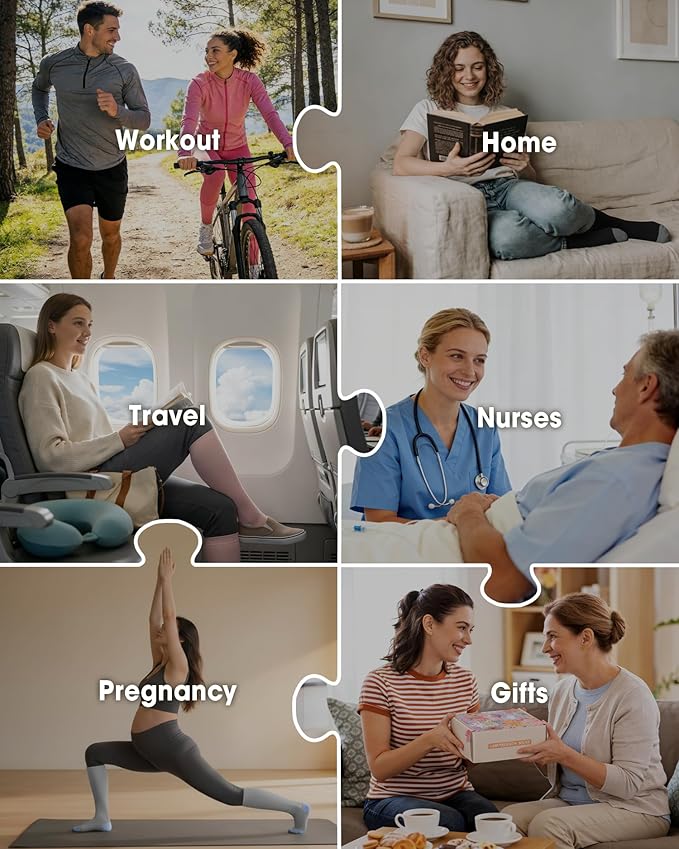 CTHH Cotton Compression Socks for Women Men 20-30mmHg Knee High Support Socks Circulation for Running, Travel, Nurses, Pregnancy (2 Pairs)