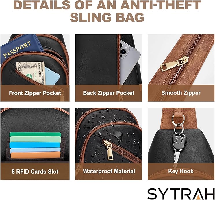 Anti Theft Sling Bag for Women, RFID Crossbody Purses Convertible Sling Backpack, Cross Body Purse Chest Bag