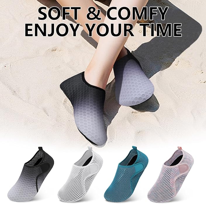 Scurtain Barefoot Water Shoes for Women Men Beach Swim Aqua Socks Summer Quick-Dry Sandals Slippers