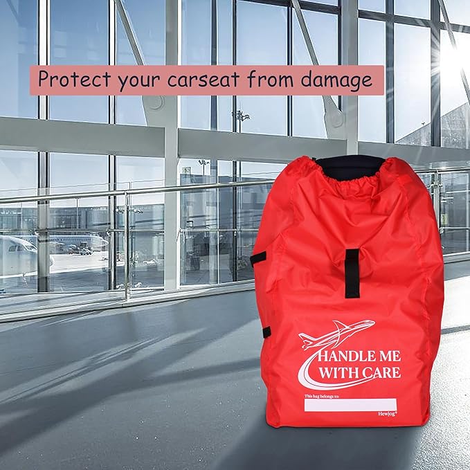 Car Seat Travel Bag for Airplane, Carseat Cover for Air Travel for Infant Carriers Booster Convertible, Red
