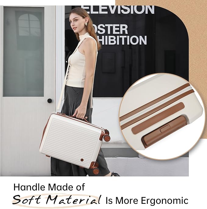 Carry on Luggage with Spinner Wheels, 22x14x9 Airline Approved Carry-on Suitcase, Small Hardside Luggage with TSA Lock,Hard Shell Suitcase,Hard Case for Travel (Coffee, 20-Inch)