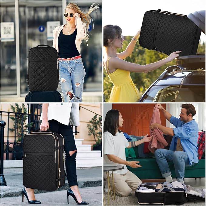 MOMUVO Large Travel Backpack Women, Flight Approved Carry On Backpack with 3 Packing Cubes, Water Resistant Anti-Theft Large Book Bag Fit 18.4 Inch Laptop with USB Charging Port, Black