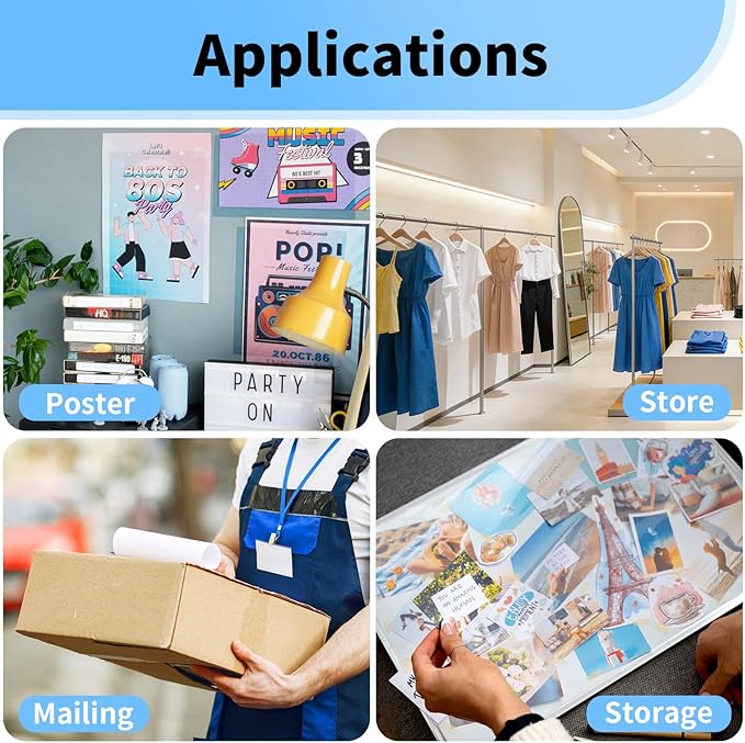 50 Pack 16x20 Poster Protector - Acid Free 1.57 mil (Single Side) Thick Heavy Duty Newspaper Protector Sleeves Self Adhesive Crystal Clear Plastic Sleeves for Paper Photo Prints 16x20