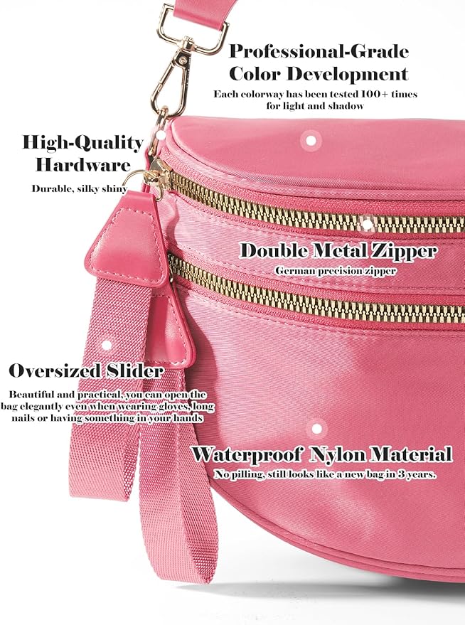 Pure Colour Crossbody Bag Bum Bag for Women,Spacious Purse Fanny Packs Belt Bag,Oversized Bum Bag (Colour Bum Bag-Watermelon Red)
