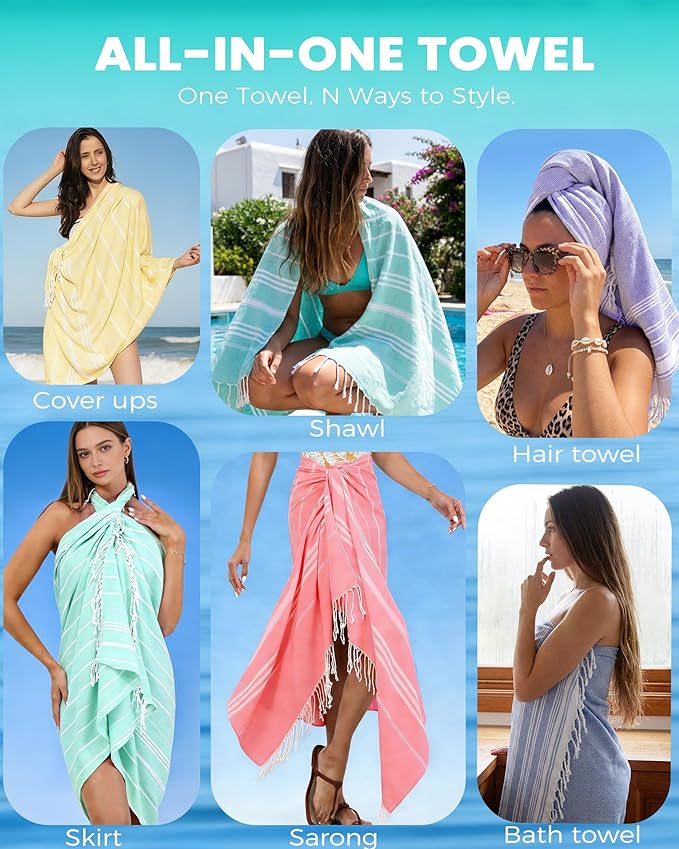 Antfuny Turkish Beach Towels Vacation Essentials Pool Towel for Women Birthday, Teacher Appreciation Thank You Gifts, Mothers Days Bridesmaid Bride Girlfriend Friendship Sister 40th Retirement Gift