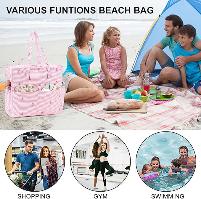 Bluboon Beach Bags for Women, Large Waterproof Tote Bag With Wet Compartment for Pool Weekender Travel Gym
