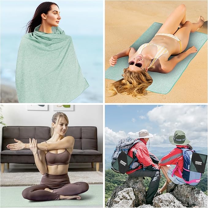 Quick Dry Microfiber Camping Towel,Large Beach Travel Gym Body Hiking Swimming Pool Towel (Light Green, 30X60 Inch)