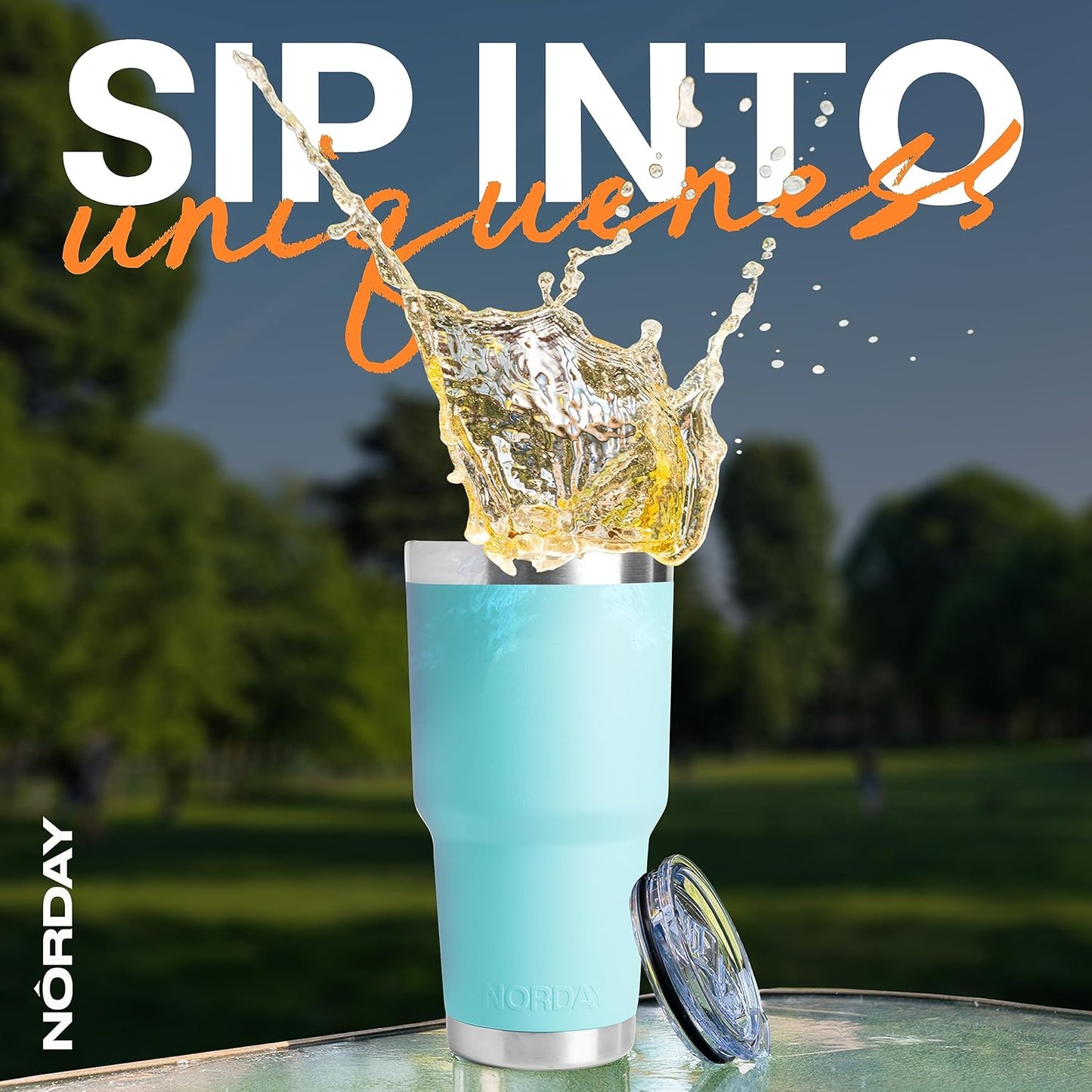 NORDAY | Tumbler with Lid - 30oz - Aqua Insulated Tumbler - Stainless Steel Tumblers - Double Wall Vacuum Insulated Travel Coffee Mug for Car Cup Holder - Keeps Temperature for 24hr - Anti Spill Lid