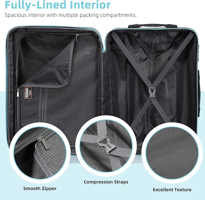 LARVENDER Luggage Sets 6 Piece, Expandable PC+ABS Hardside Multicolor Suitcase Sets with TSA Lock Double Spinner Wheels, Cotton Candy