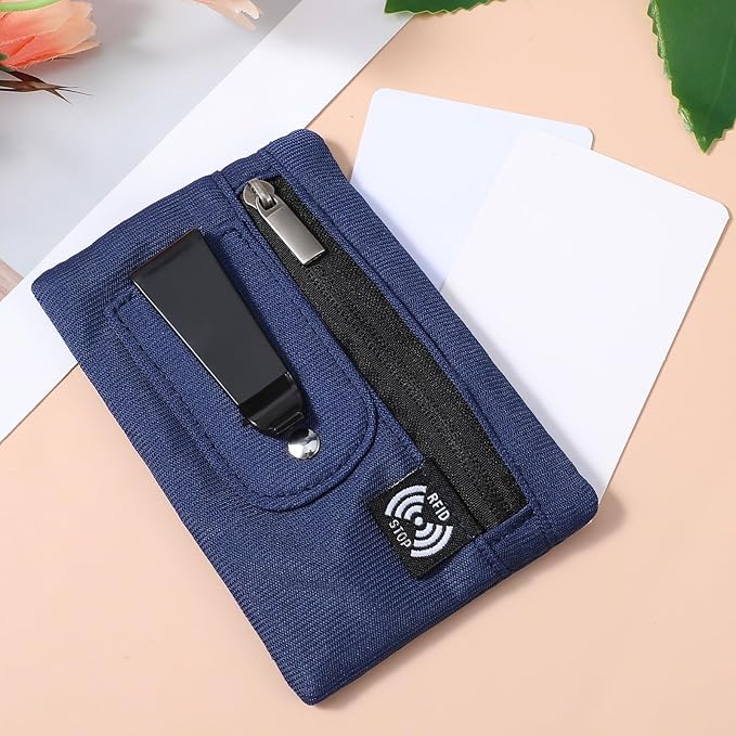Money Clip, RFID Belt Wallet Travel Wallet Blocking Clip Pocket for Cards Pickpocket Hidden Clips Stash Credit Card Holder Compact Thin Anti-Theft for Traveling(Dark Blue)