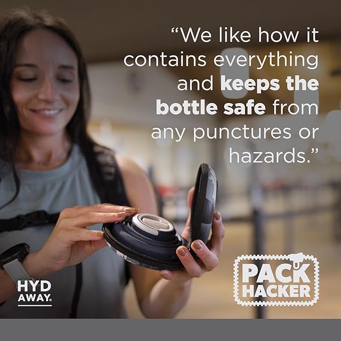 HYDAWAYTravel Case for Collapsible Bottles, Bowls & Cups - Protective, Water-Resistant, TSA-Approved, Lightweight - Protective Storage with Carabiner Clip
