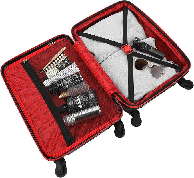 Bioworld Marvel Spider-Man Spider Logo Black 22" 4-Wheel Rolling Luggage