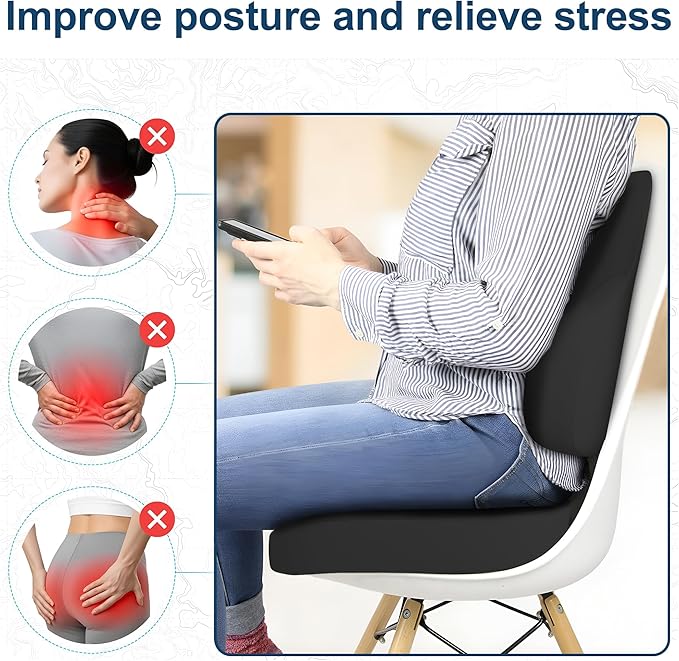 Cushion and Lumbar Support Pillow, Relief Pressure Seat Cusion for Office Chairs & Car Seat, Ergonomic Design Cusion for Tailbone Pain Relief, Sciatica & Back Support