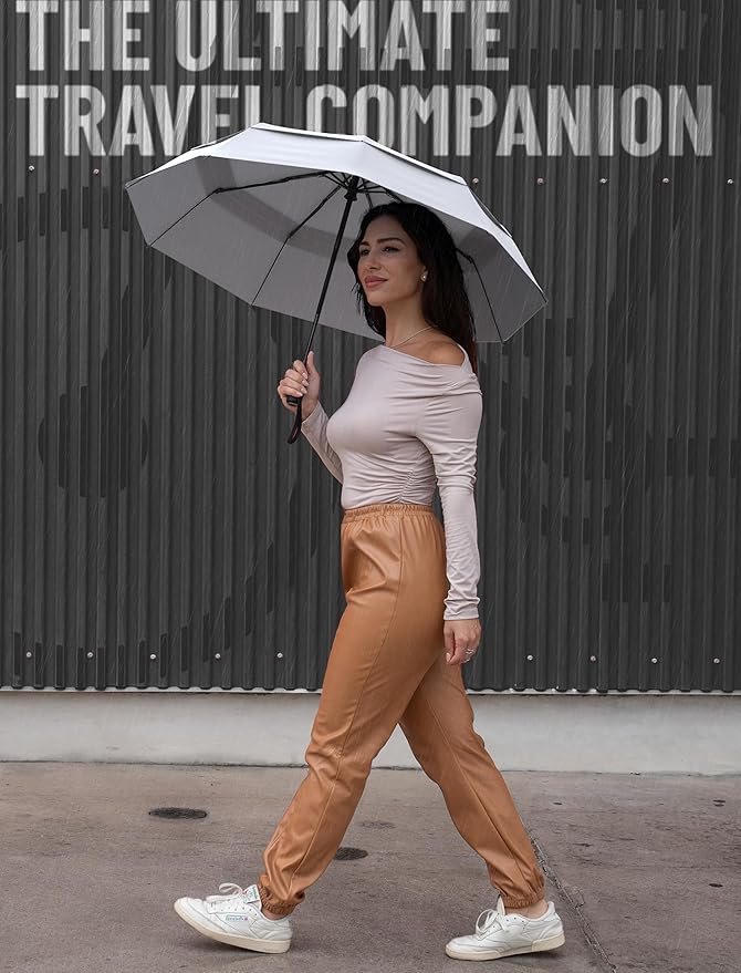 REPEL Windproof Travel Umbrella - Compact & Withstands Winds up to 85MPH , Strongest Premium Auto Folding Umbrella for Rain and Sun - Durable, Light & Portable for Women & Men , Fits Backpack & Cars