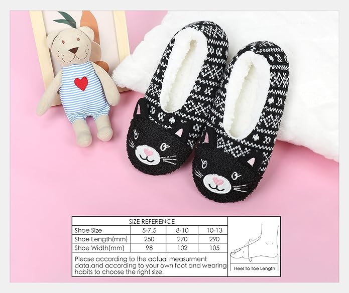 DICUIRD Womens Cute Animal Soft Sole Slipper Socks with Grippers-Fuzzy House Slippers