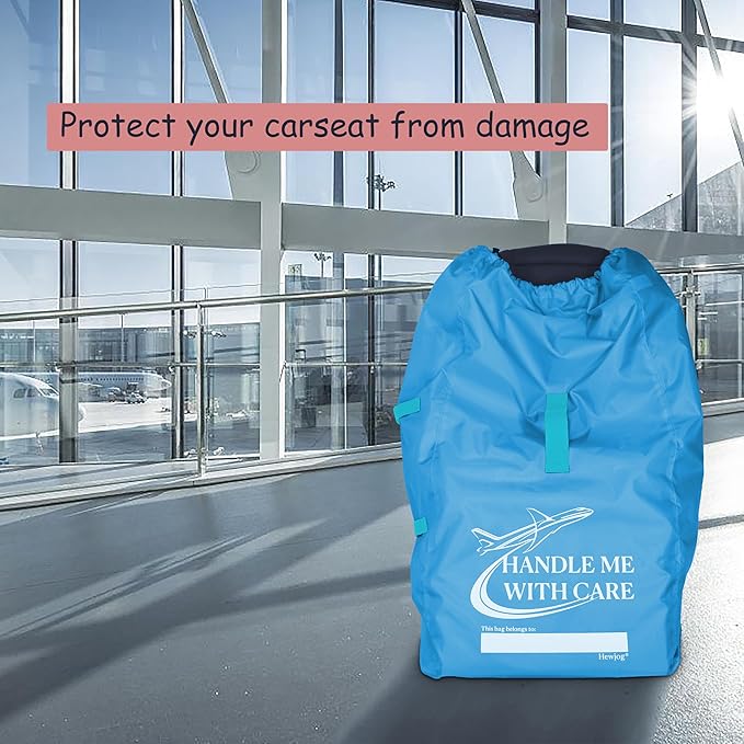 Car Seat Travel Bag for Airplane, Carseat Cover for Air Travel for Infant Carriers Booster Convertible, Blue