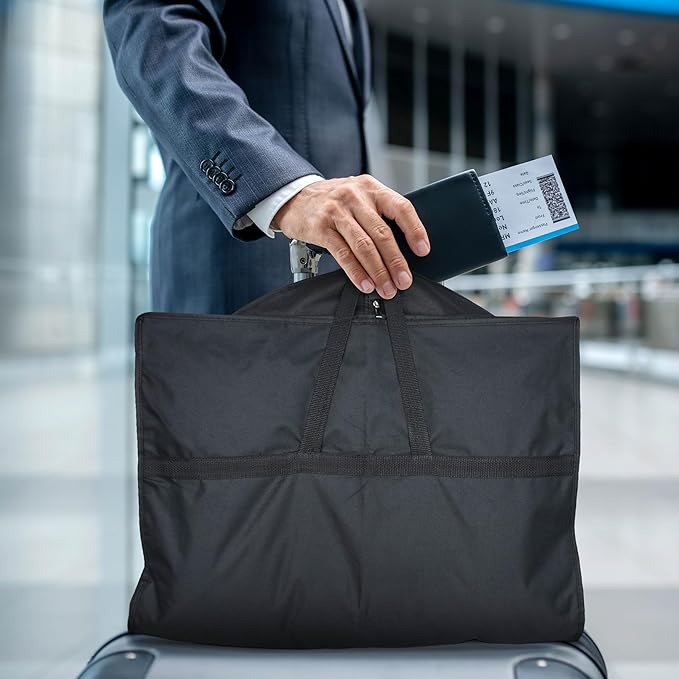 43" Travel Garment Bag with Accessories Zipper Pocket, Heavy Duty Suit Bag for Suits, Tuxedos, Dresses, Coats, Black, 1 pack