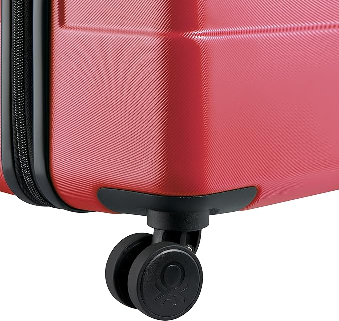 United Colors of Benetton Now! Hardside Luggage with Spinner Wheels, Red, Checked-Large 27 Inch