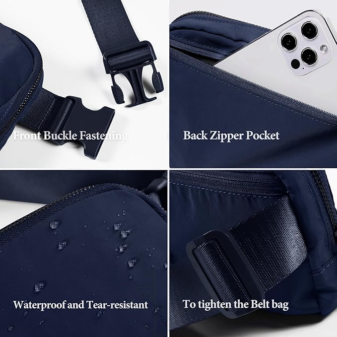 Fanny Pack Crossbody Bag Trendy Waterproof Small Cross Body Purse for Women Men Fashion Waist Packs Mini Belt Pouch Chest Bum Hip Bag Lulu Dupes for Travel Vacation Running True Navy