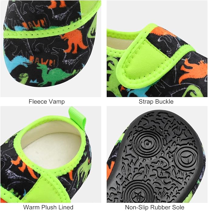 XIHALOOK Toddler Boys Girls House Slippers with Microfleece Lining Cozy Household Shoes Non-slip for Kids