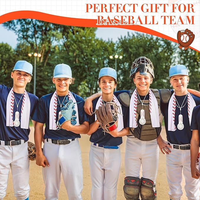 24 Pcs Sport Gifts, Includes 12 Pcs Cooling Towels 40"x12" Workout Towels, 12 Portable Fan Mini Handheld Fan for Team Gift Sport Party Favors, Battery Not Include(White,Baseball)