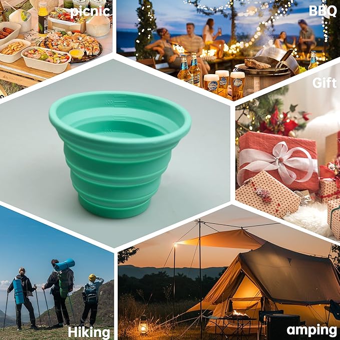 Silicone Collapsible Cups for Traveling, Reusable Folding Travel Cup, Small Portable Backpacking Camping Cup for Outdoor, 300ml, 1Pack