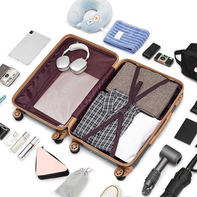 Luggage Sets 5 Piece Durable Suitcase Set with Spinner Wheels, Hard Shell Carry on Luggage with TSA Lock, Large Checked Travel Suitcases for Men and Women