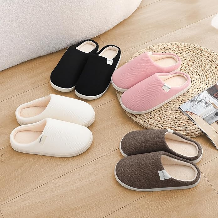 HUXMEYSON Slippers for Women, Womens Slippers Indoor Outdoor with Memory Foam, Cozy & Warm House Slippers for Woman with Anti-Slip Rubber Sole