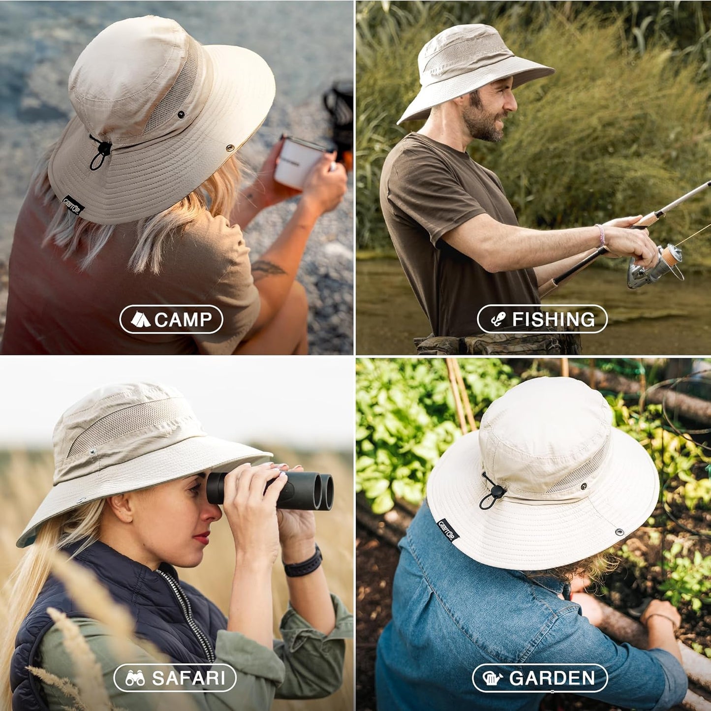GearTOP Safari Sun Hat for Men and Sun Hats for Women UV Protection UPF 50+ Hiking, Gardening, Fishing