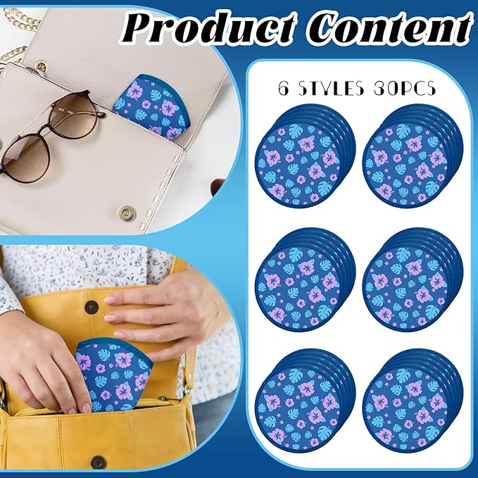 30 Pcs Hawaii Party Favors Hawaiian Foldable Flying Disc Fans with Bags Summer Beach Pool Birthday Party Favors 9.8'' DIY Cooling Fan Colorful Goody Stuffers for End of The Year Gifts from Teacher