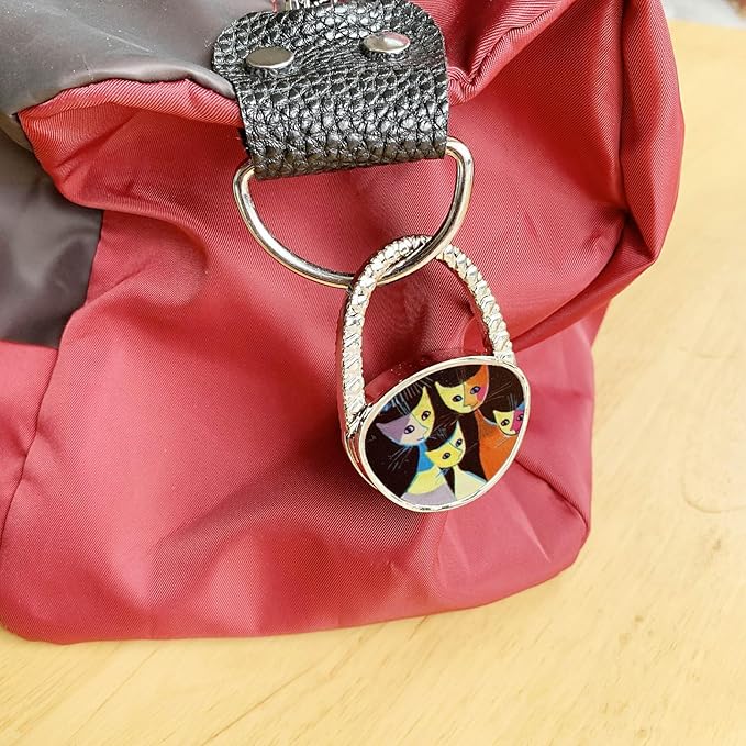 KSMD Animal Design Purse Hooks for Table and Bars,Portable Purse Hanger Organizers Hooks Handbag Holder Pocketbook Holder Bag Storage for Desk Bag Hook,Foldable Folding Table Hook Hanger (Cat Family)