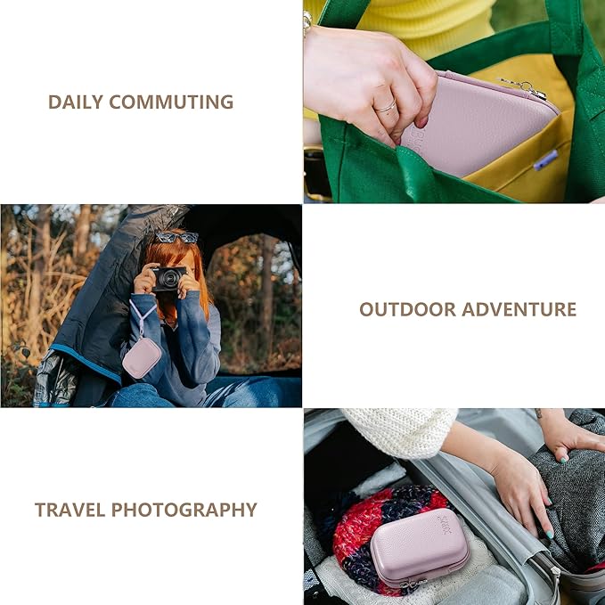Digital Camera Case Compatible with Canon Powershot G7X Mark II & III/ SX740/ Sony ZV-1/ RX100 VII, Compact Travel Point & Shoot 4K Vlog Cameras Storage Holder with Lanyard (Purple)