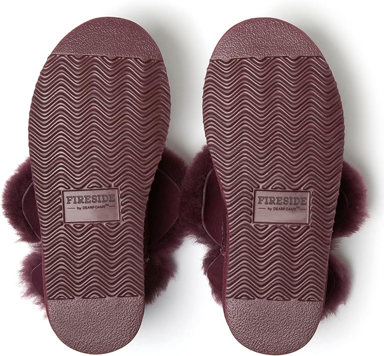 Dearfoams Women's Fireside Shearling Water Resistant Indoor/Outdoor Foldover Boot Slipper