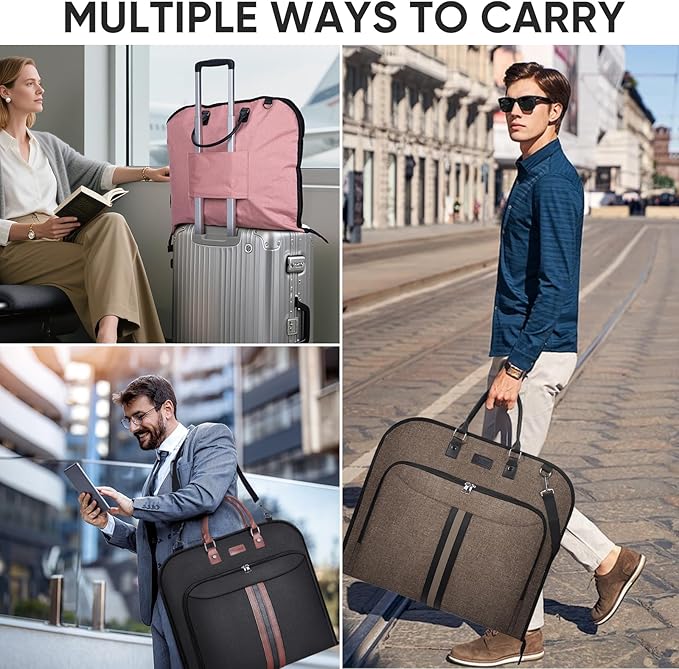 BALEINE Travel Garment Bag, Travel Suit Bag for Men, 42'' Waterproof Carry on Garment Bags for Hanging Clothes, Garment Duffel Bag for Travel Business (Grey)