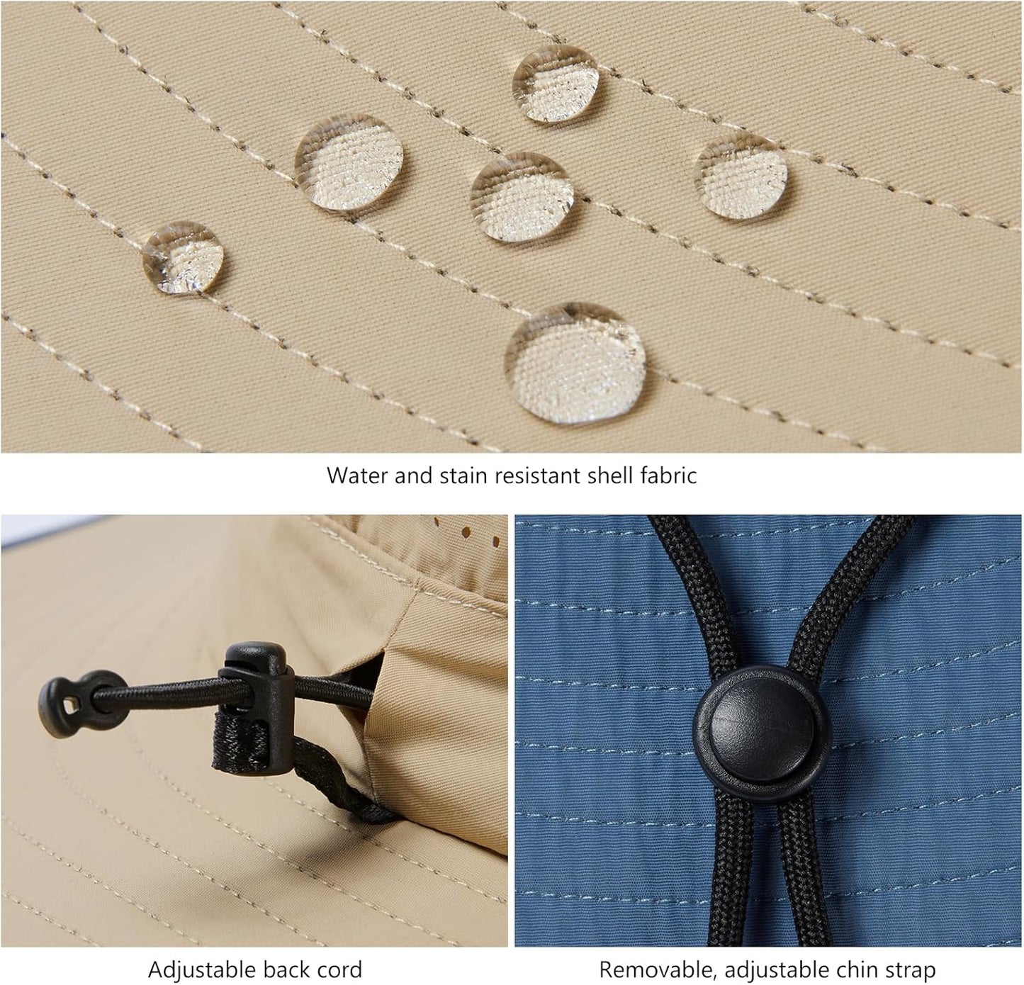 UPF 50+ Foldable Brim Water-Resistant Sun Bucket Hat with Laser Perforated Mesh Adjustable for Men Women Outdoor