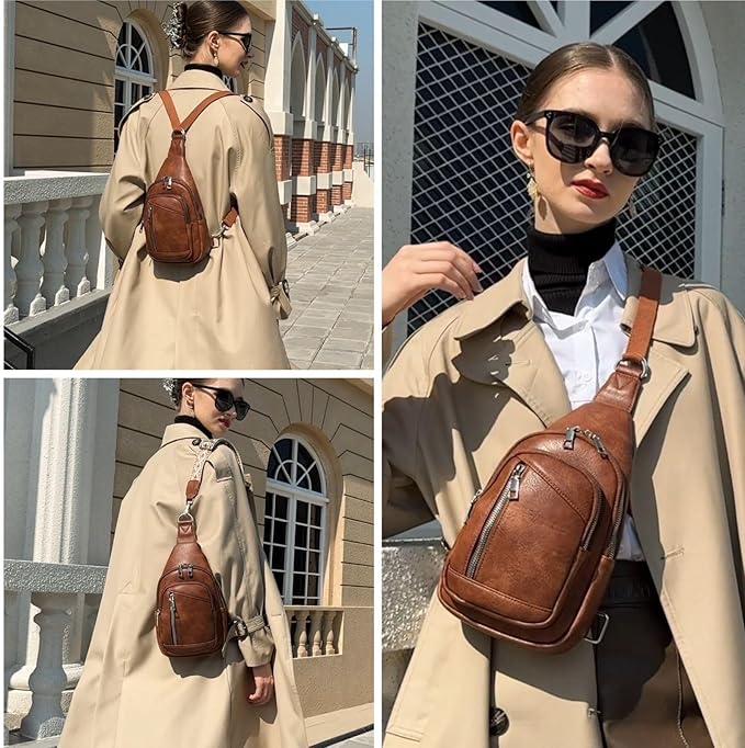 MYHOZEE Small Diaper Bag Crossbody Sling Purse for Women - 2 in 1 Leather Backpack with 2 Straps for Short Trips Work Daily | Mini diaper bag, Instant Wipes pocket, Adjustable Straps, Credit card slot, Moms and dads, Reusable Wipe pouchs