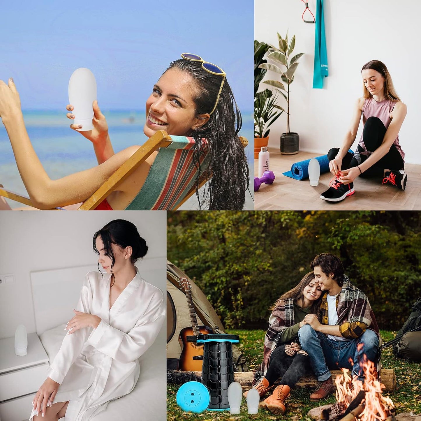 Silicone Travel Bottles for Toiletries TSA Approved Travel Size Containers Set 4 Pack Portable Leak Proof Refillable Cosmetic Squeeze Bottles Shampoo Hair Conditioner Body Lotion Bath Shower Gel