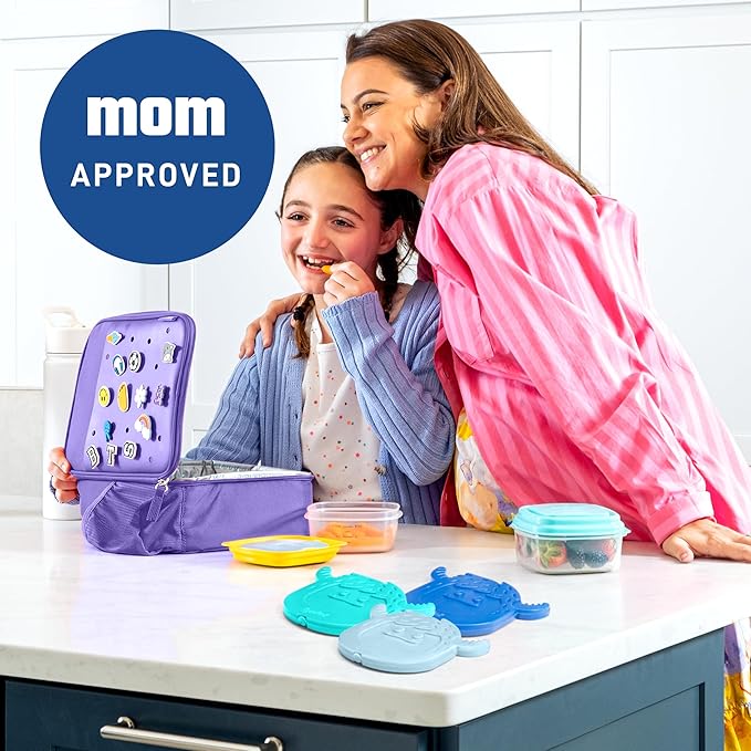 Fit & Fresh Kids Lunch Box Coolers, Slim Shaped Ice Packs for Lunch Bags, Reusable Multicolored Yeti Shape 4PK