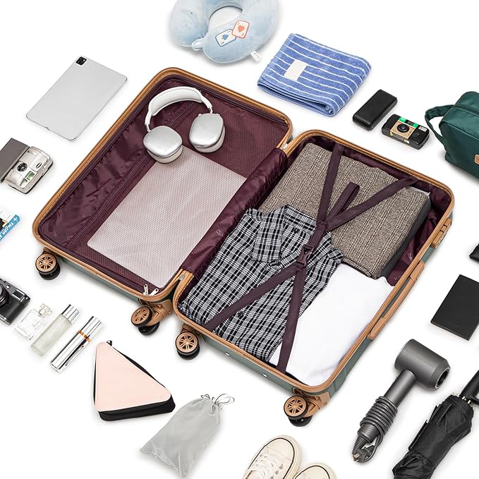 Luggage Sets 5 Piece Durable Suitcase Set with Spinner Wheels, Hard Shell Carry on Luggage with TSA Lock, Large Checked Travel Suitcases for Men and Women