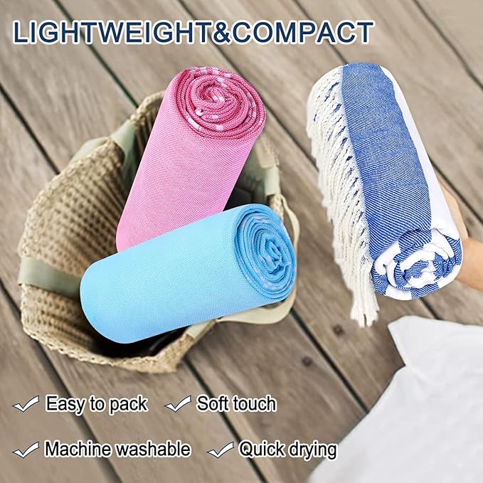 Beach Towel 2 Pack,Sand Free Beach Towels Oversized 39 x 72,Turkish Beach Towel Quick Dry Towel,Lightweight Pool Towels for Adults Travel Towel,Cool Beach Accessories Super Absorbent Towels