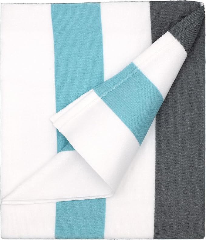 cabanana Large Oversized Beach Towel - Microfiber Sand Free 35 x 70 Inch Quick Dry Lightweight Pool Towel for Adults, Thin Striped Swim Towel (Quarry)