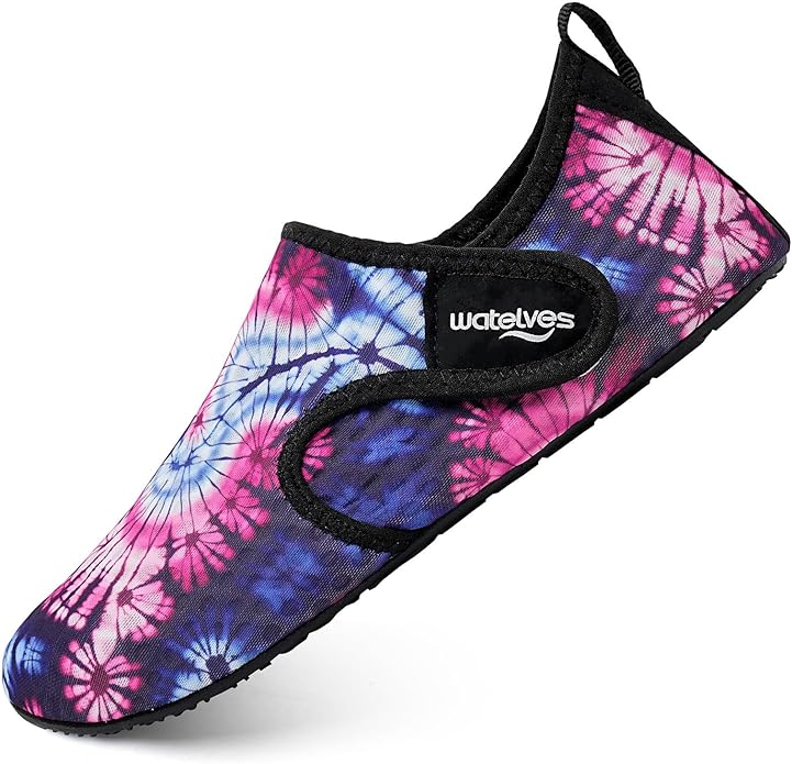 WateLves Water Shoes for Women Men Swim Beach Aqua Socks Quick Dry Barefoot House Slippers Travel Shoes with Adjustable Magic Tape for Pool Diving Boating Yoga Surf